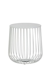 MELODY SIDE TABLE D39cm WHITE METAL WIRE ΒΟΗΘΗΤΙΚΟ ΤΡΑΠΕΖΙ ΛΕΥΚΟ D39cm ΜΕ ΜΕΤΑΛΛΙΚΟ ΣΥΡΜΑ